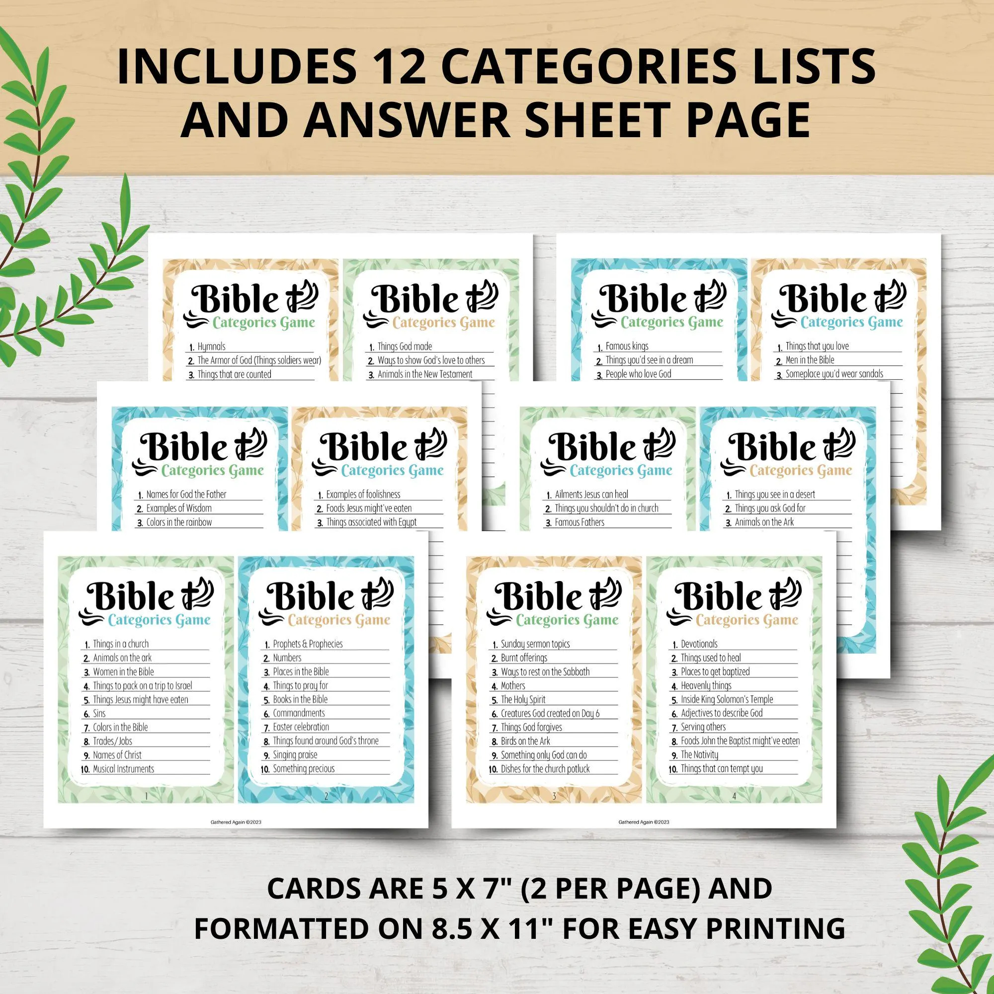 Printable Bible Game Sheet