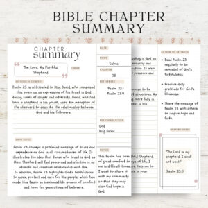 Printable Bible Chapter Summary Template Organize Your Bible Study With Style Etsy