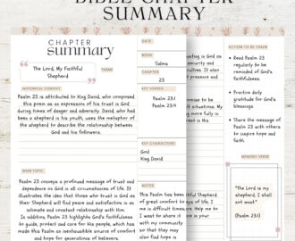 Printable Bible Chapter Summary Template Organize Your Bible Study With Style Etsy