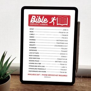 Printable Bible Emergency Numbers Chart Small Gift Ideas For Christian Families Friends Bible Search Guideline Bible Reading Reference Etsy