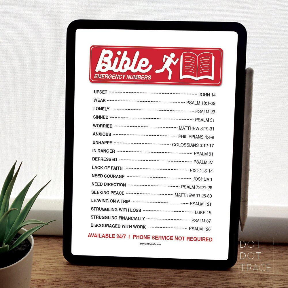 Printable Bible Emergency Numbers Chart Small Gift Ideas For Christian Families Friends Bible Search Guideline Bible Reading Reference Etsy