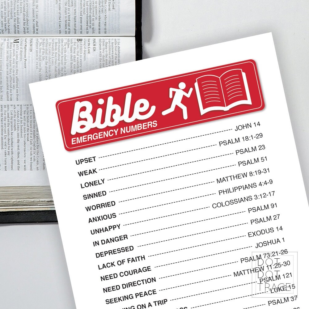 Printable Bible Emergency Numbers Chart Small Gift Ideas For Christian Families Friends Bible Search Guideline Bible Reading Reference Etsy