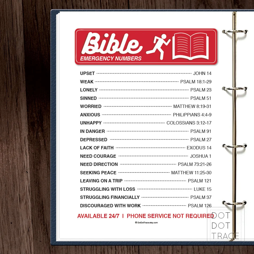 Printable Bible Emergency Numbers Chart Small Gift Ideas For Christian Families Friends Bible Search Guideline Bible Reading Reference Etsy