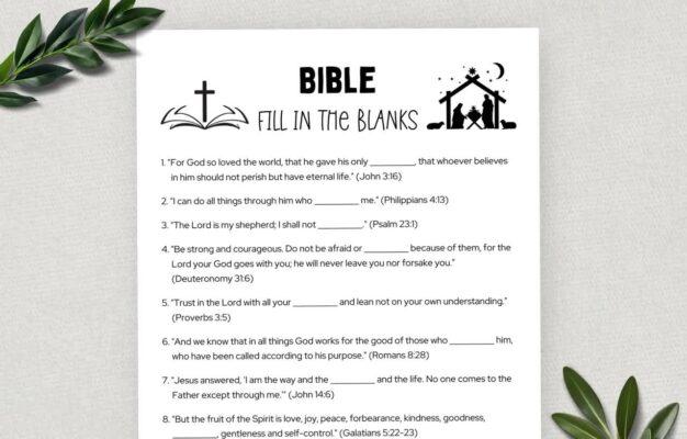 Printable Bible Fill In The Blanks Bible Games Fun Christian Youth Group Game Sunday School Church Study Activity Digital Download Etsy
