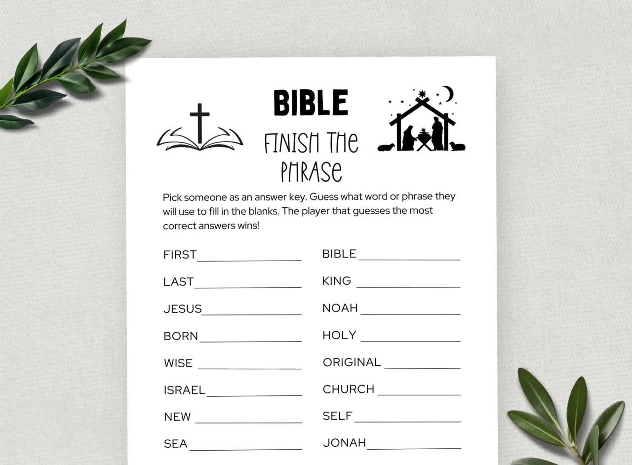 Printable Bible Finish The Phrase Bible Games Fun Christian Youth Group Game Sunday School Church Study Activity For Kids And Adults Etsy Israel