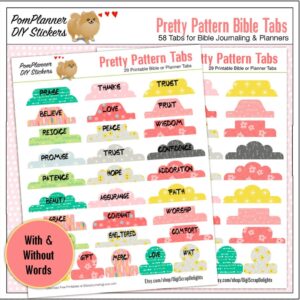 Printable Bible Journaling Tabs Pretty Pattern Planner Stickers digital Download Etsy