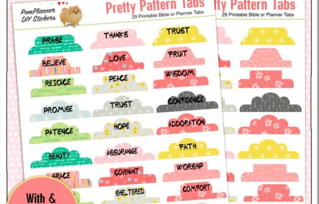 Printable Bible Journaling Tabs Pretty Pattern Planner Stickers digital Download Etsy