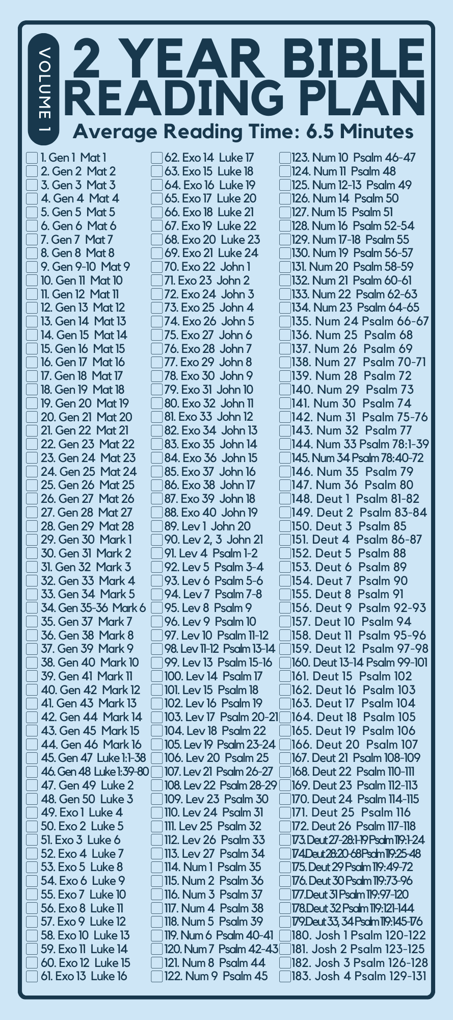 A5 Bible Reading Plan Printable