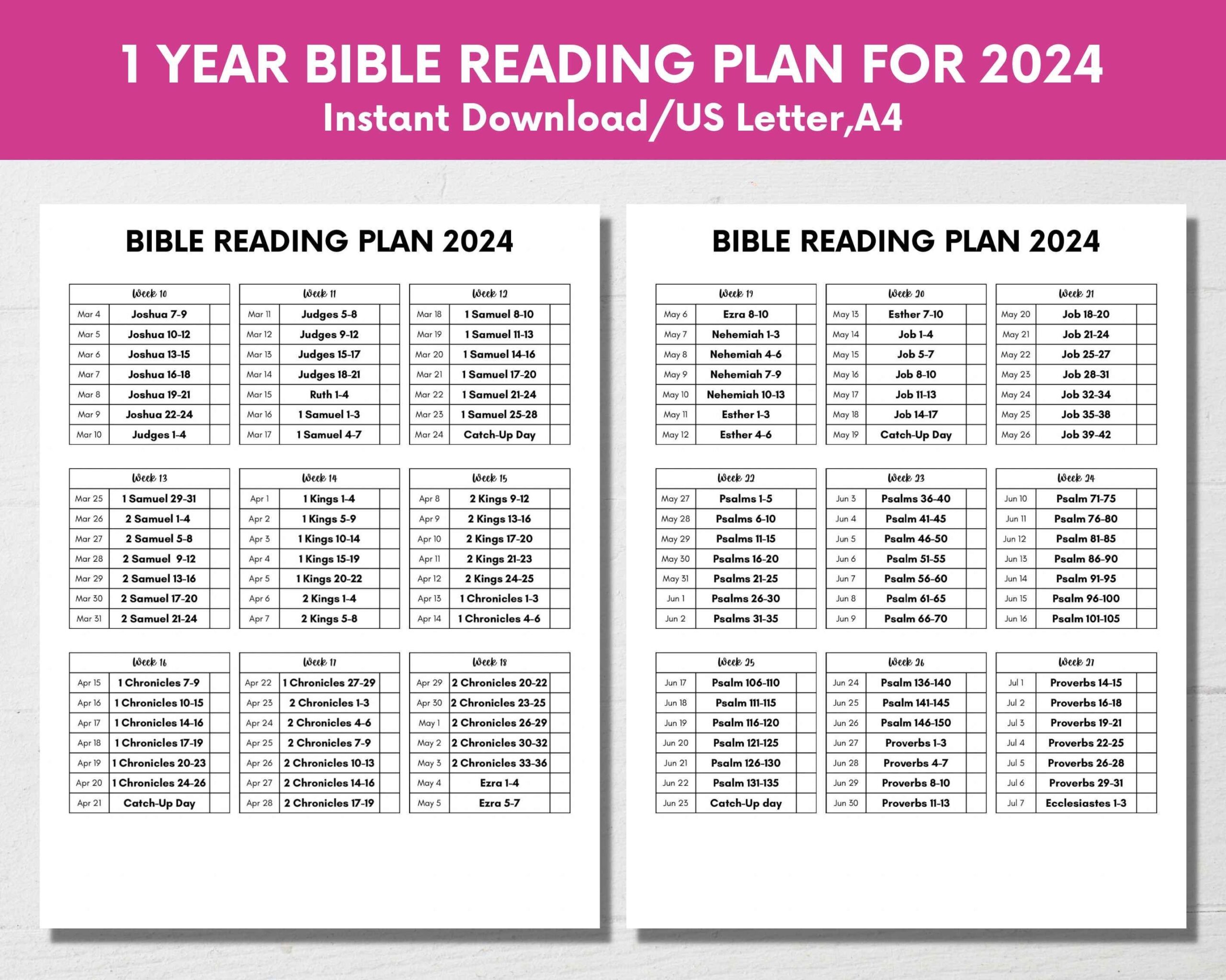 Printable Bible Reading Plan Read Bible In One Year Chronological Worksheets Library