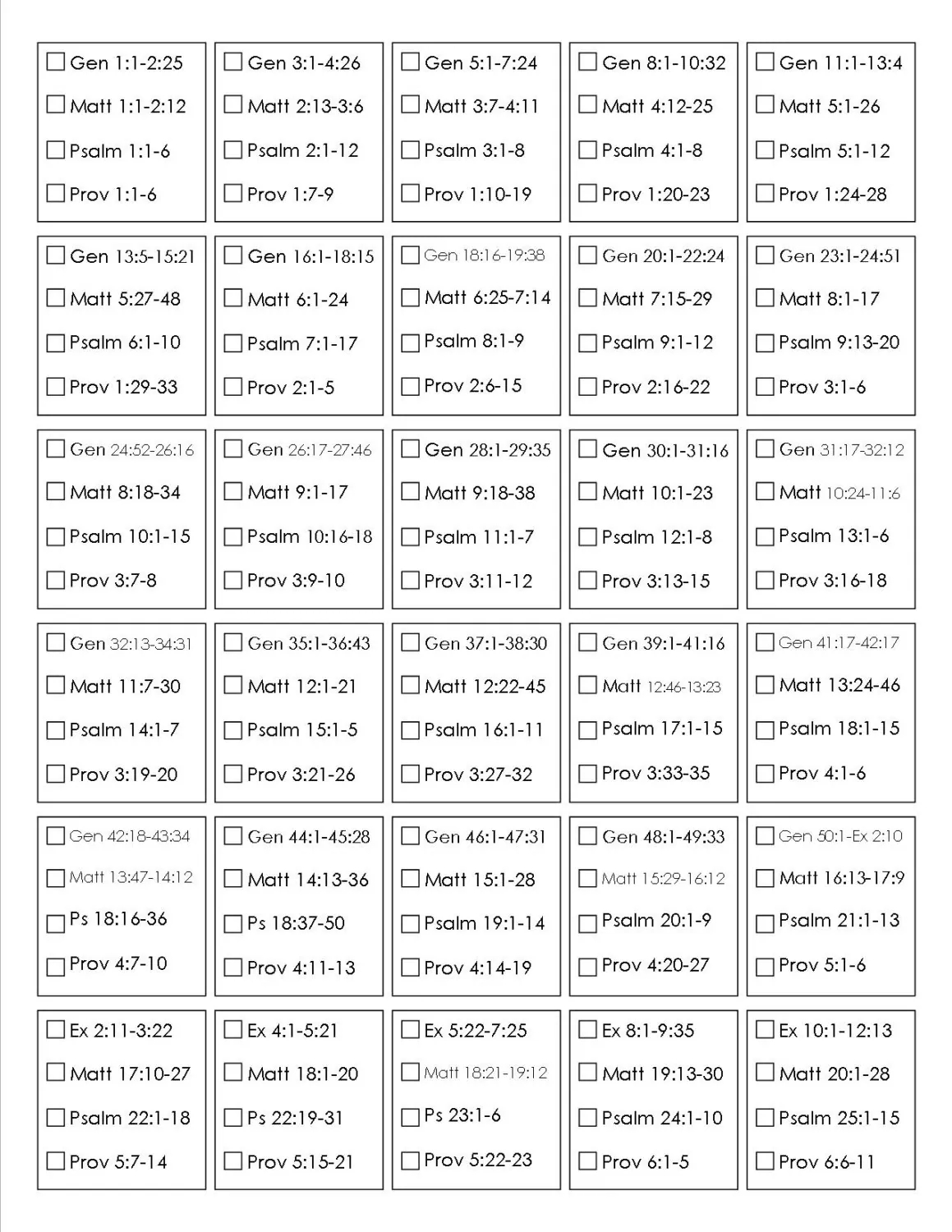 Printable Bible Reading Plan Read The Bible In One Year Etsy