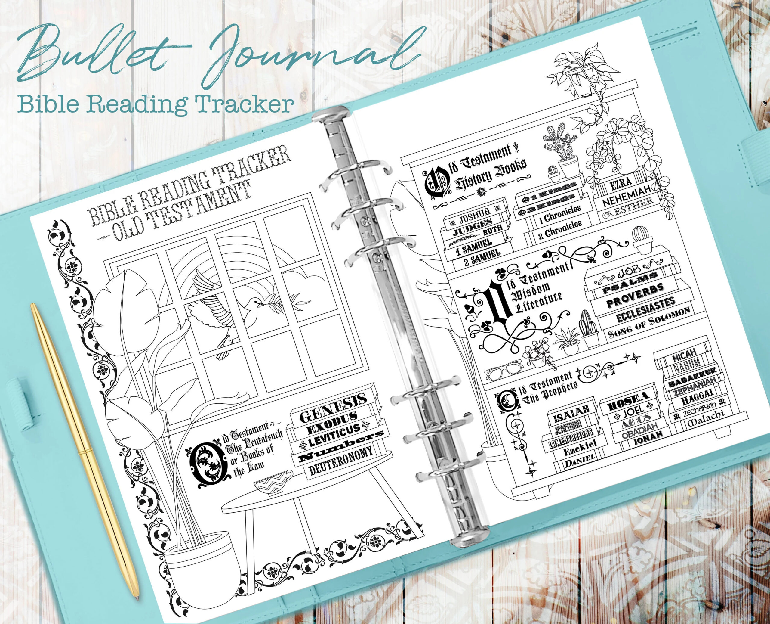 Printable Bible Reading Tracker Pages For Planners And Journals Fits A5 And Half US Letter Plants And Stained Glass Themed Etsy