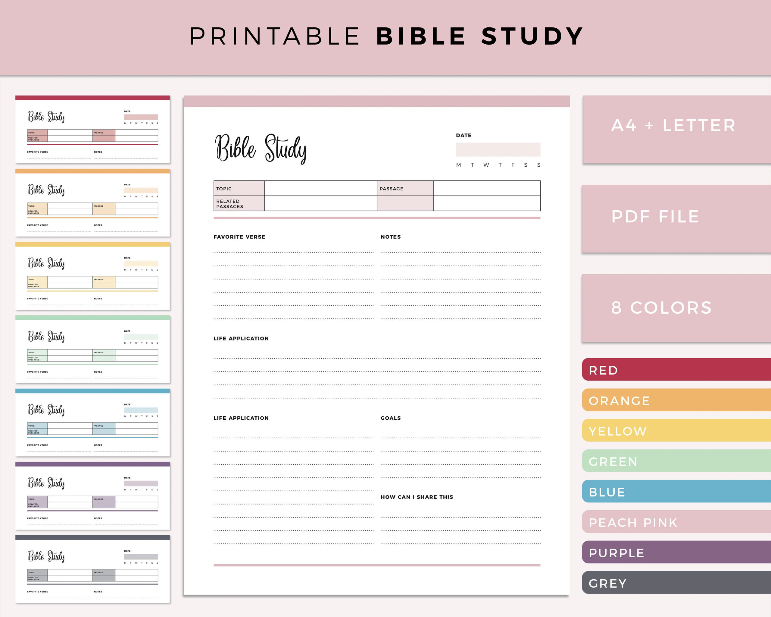 Printable Bible Study Planner Bible Journal Prayer Journal Faith Journal Bible Journaling Faith Binder Insert A4 And Letter Size Etsy