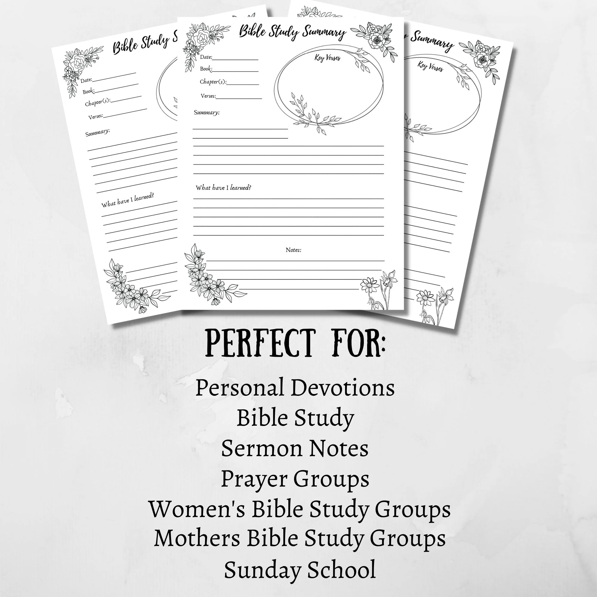 Printable Bible Study Summary Bible Study Supplies Womens Ministry Supplies Bible Study Printable Bible Study Note Printables Etsy