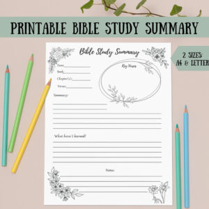 Printable Bible Study Summary Bible Study Supplies Womens Ministry Supplies Bible Study Printable Bible Study Note Printables Etsy