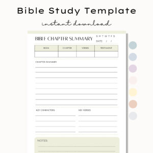 Printable Bible Study Template Bible Chapter Summary Worksheet Adult Bible Study Journal Faith Journal Bible Study Group Template Etsy