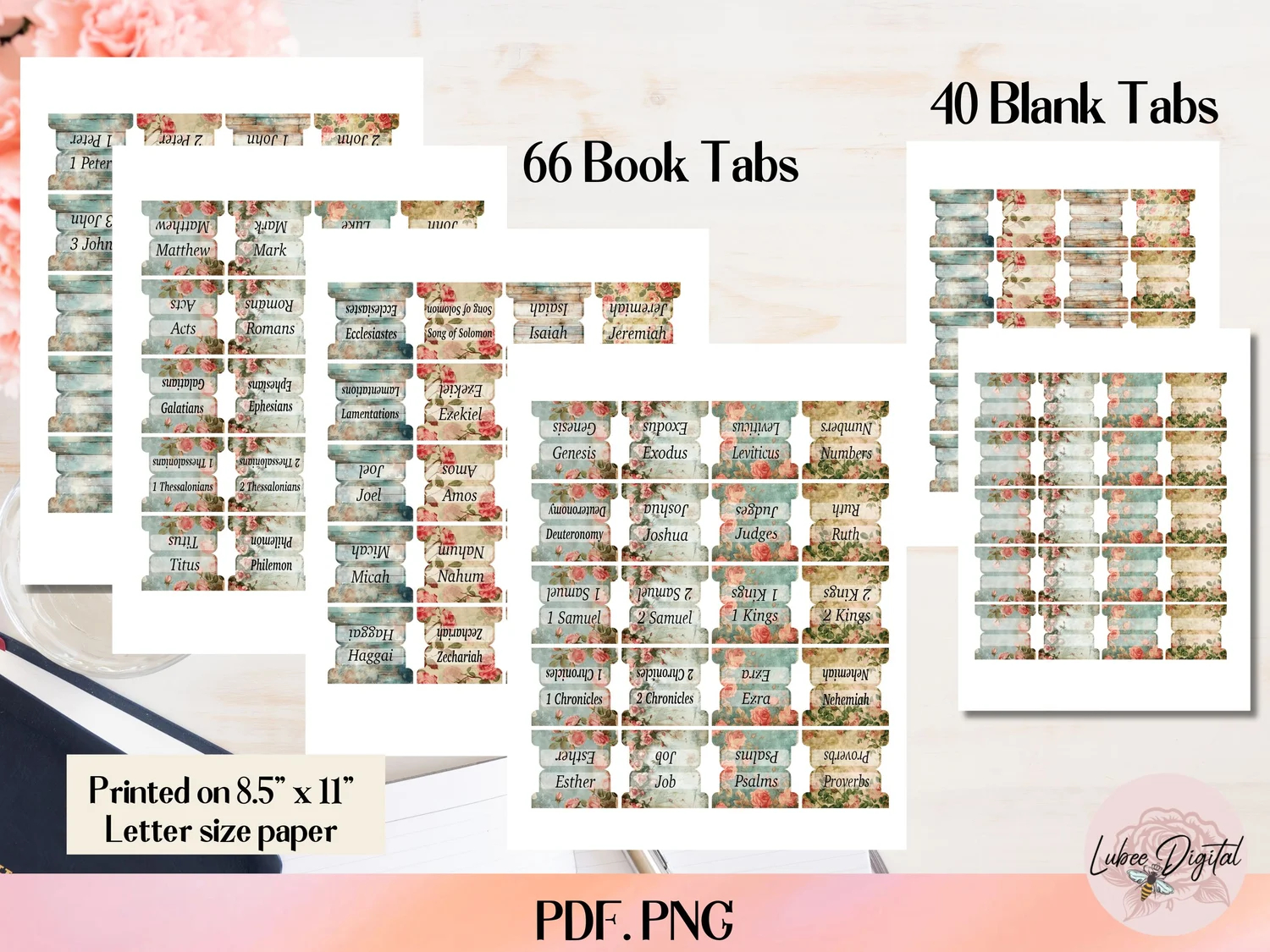 Printable Bible Tabs Bible Journaling Tabs Shabby Chic Book Tabs 66 Books Of Bible Blank Tabs Printable Bible Book Tracker