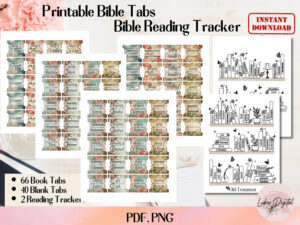 Printable Bible Tabs Bible Journaling Tabs Shabby Chic Book Tabs 66 Books Of Bible Blank Tabs Printable Bible Book Tracker