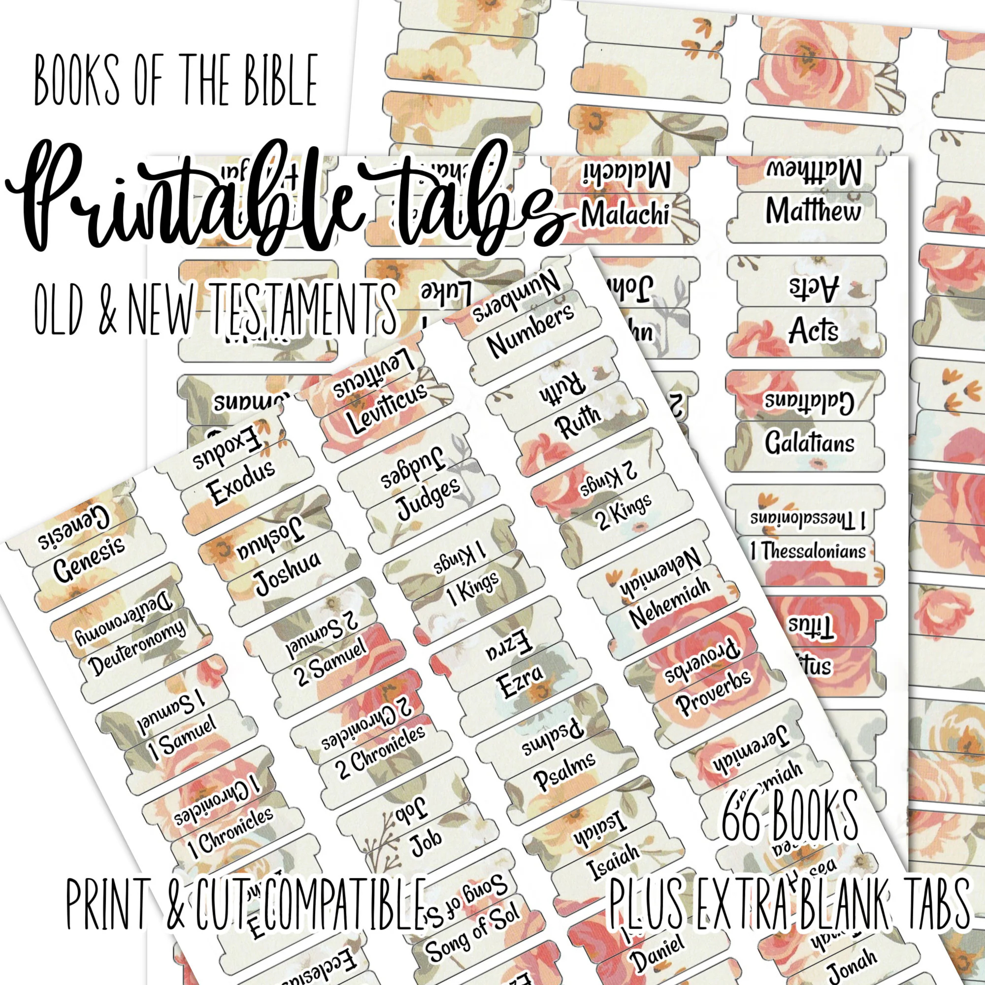 Printable Bible Tabs Download 66 Books Of Bible Cricut Print And Cut Etsy