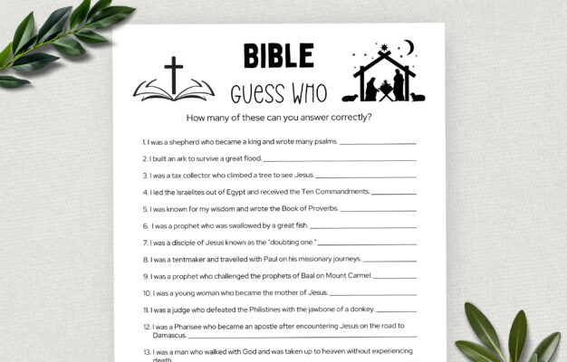 Printable Bible Trivia Guess Who Game Bible Games Fun Christian Youth Group Game Sunday School Church Study Activity