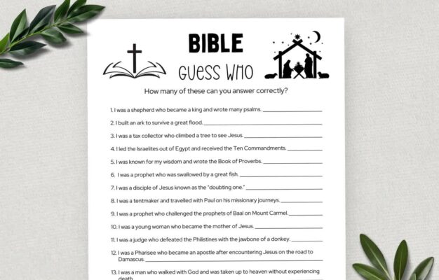 Printable Bible Trivia Guess Who Game Bible Games Fun Christian Youth Group Game Sunday School Church Study Activity Etsy