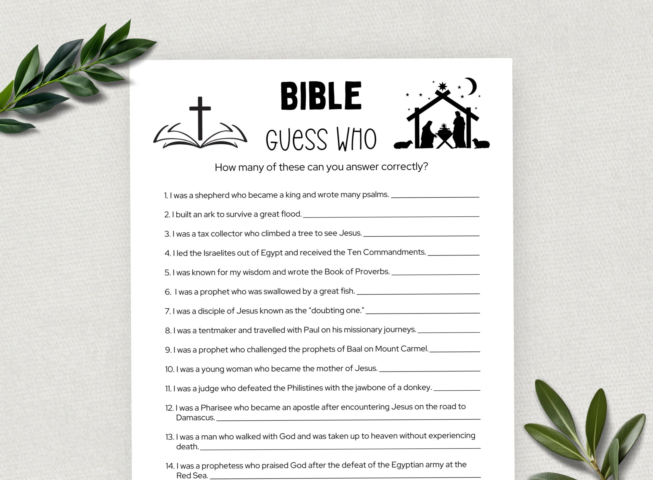 Printable Bible Quizzes