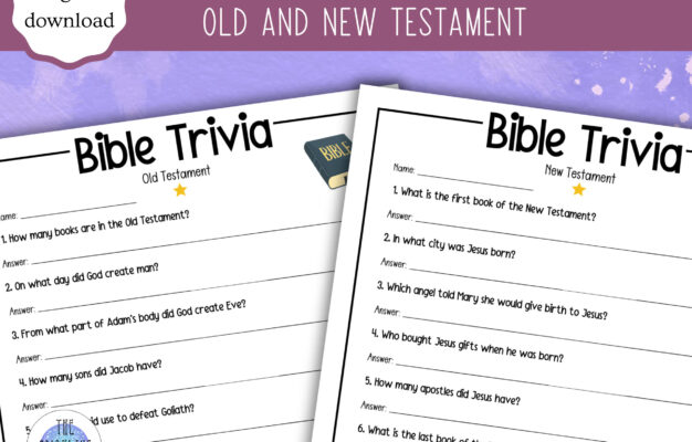 Printable Bible Trivia Pages Old Testament New Testament Bible Quiz Bible Questions Church Activities Christian Games Pdfs Etsy UK