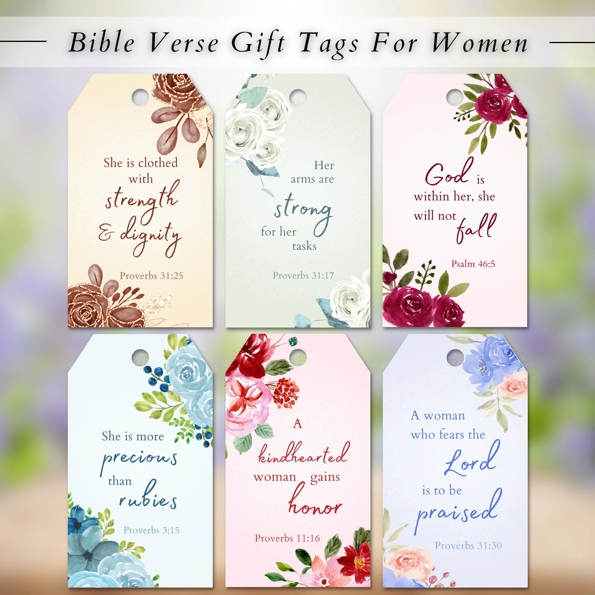 Printable Bible Verse Gift Tags For Women Inspirational Scripture Quotes For Her Christian DIY Party Favors Floral Watercolor Hang Tag Etsy