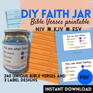Printable Bible Verse Jar DIY Scripture Cards For Encouragement Faith Christian Inspiration Gift Christmas Stocking Stuffer Etsy