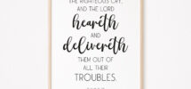 Printable Bible Verse Psalm 34 17 Christian Wall Art By