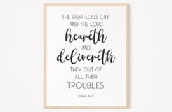 Printable Bible Verse Psalm 34 17 Christian Wall Art By