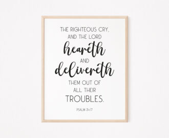 Printable Bible Verse Psalm 34 17 Christian Wall Art By
