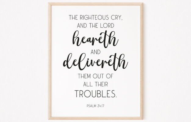 Printable Bible Verse Psalm 34 17 Christian Wall Art By