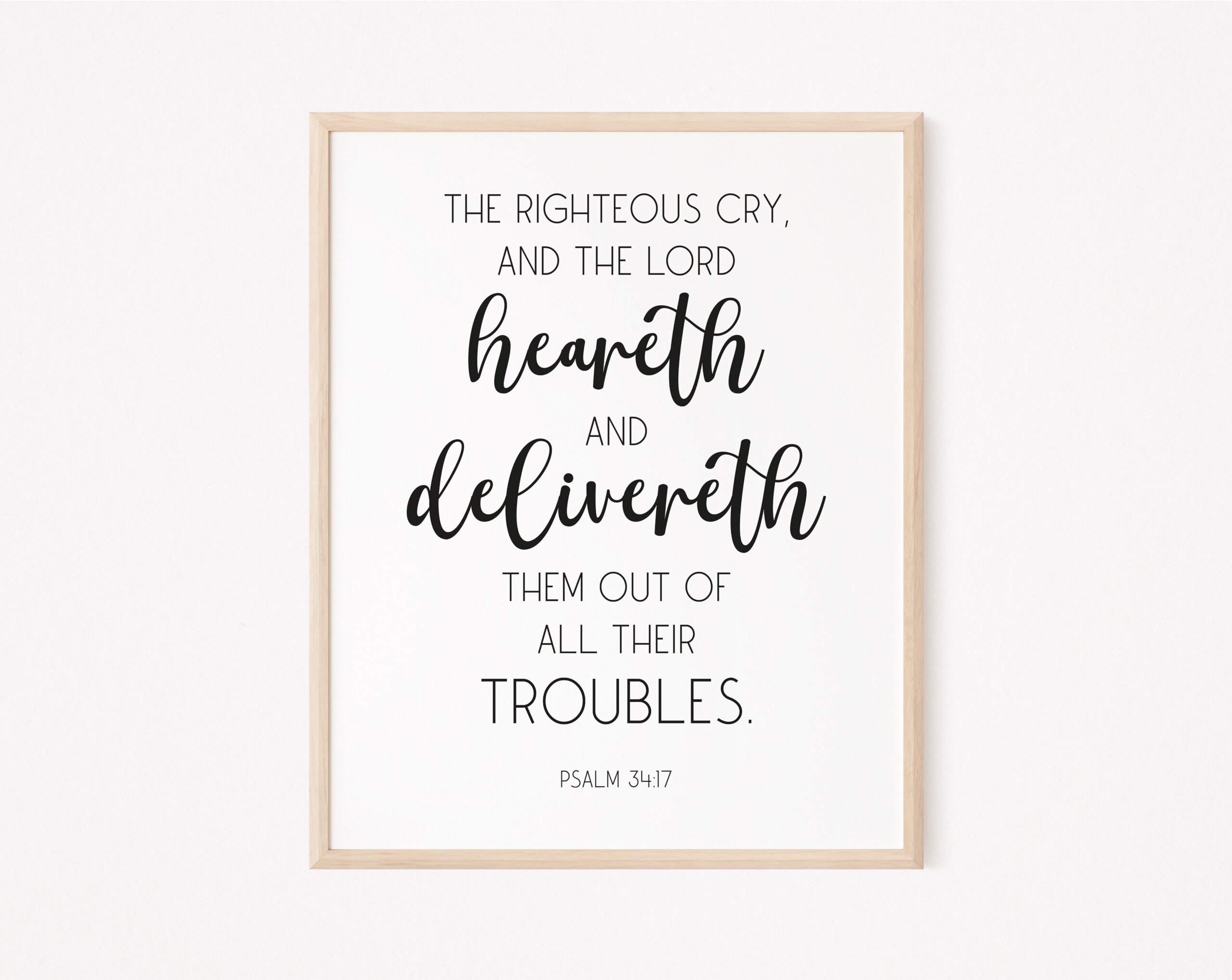 Printable Bible Verse Psalm 34 17 Christian Wall Art By 