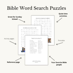Printable Bible Word Search Kids Activity Book Bundle Classful