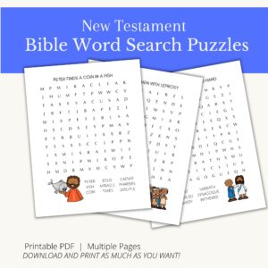 Printable Bible Word Search Kids Activity Book Bundle Classful
