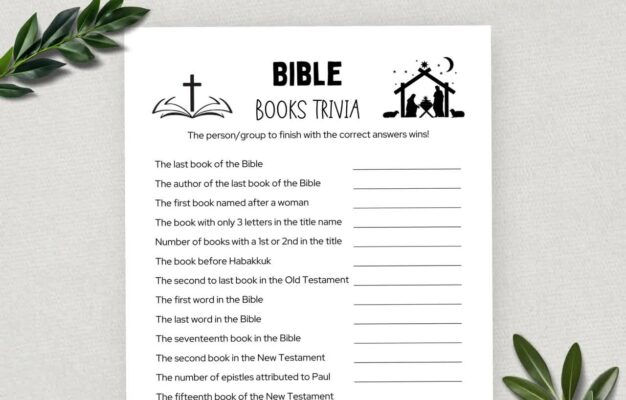 Printable Books Of The Bible Trivia Trivia Questions Bible Games Fun Christian Youth Group Game Sunday School Church Study Activity