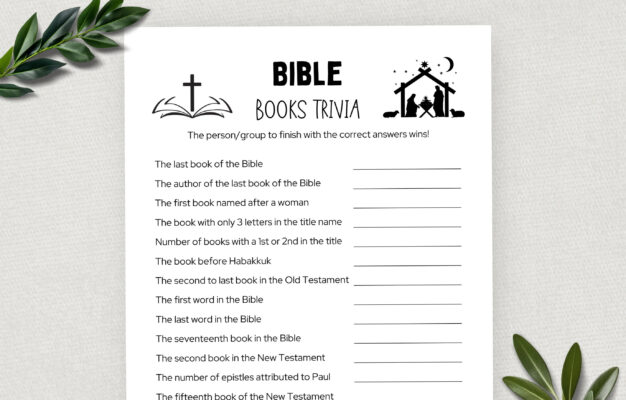 Printable Books Of The Bible Trivia Trivia Questions Bible Games Fun Christian Youth Group Game Sunday School Church Study Activity