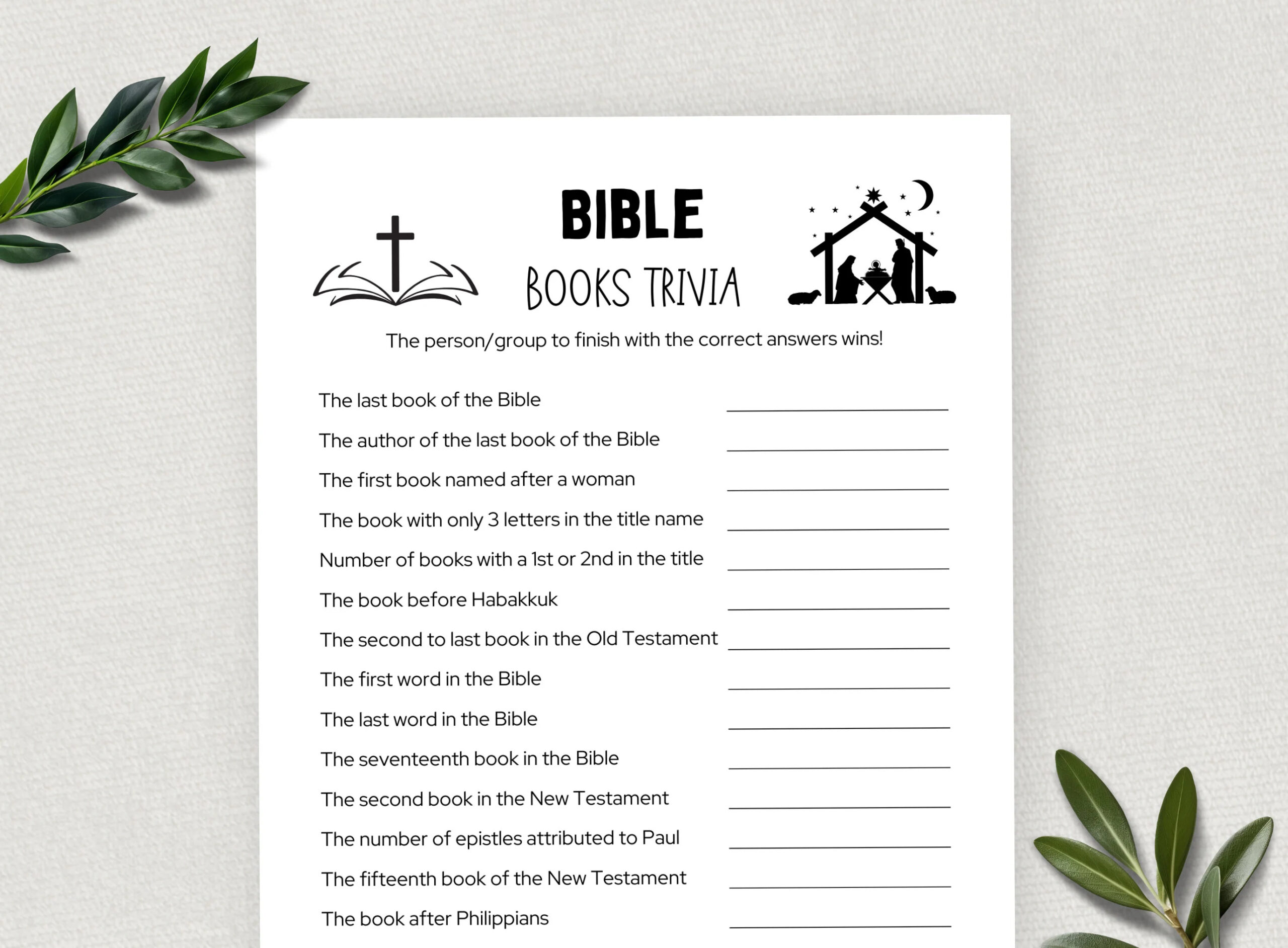 Printable Books Of The Bible Trivia Trivia Questions Bible Games Fun Christian Youth Group Game Sunday School Church Study Activity