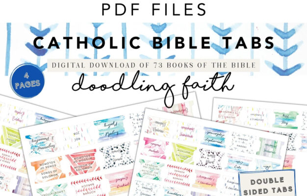 Printable Catholic 73 Bible Tabs Doodling Faith Etsy