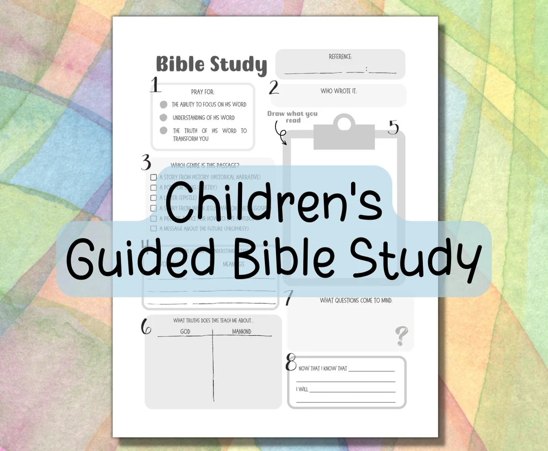 Printable Childrens Bible Study Worksheet Family Bible Study For Kids Guided Bible Study Journal Pages For Child Pdf Etsy