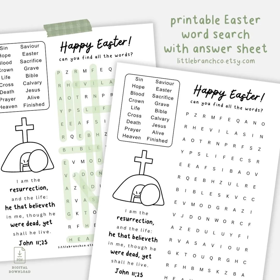 Printable Christian Easter Word Search ESV U0026 KJV Bible Verse Easter Activity Easter Coloring Resurrection Day Bible Easter Activity Print Etsy