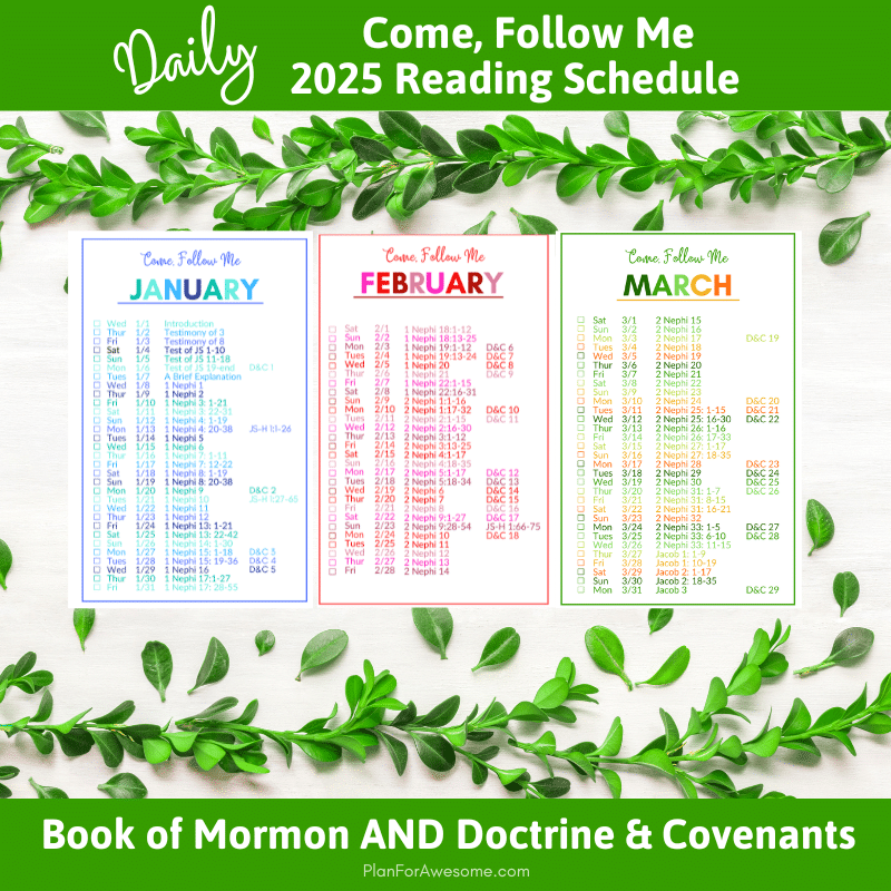 printable come follow me 2025 daily reading schedule plan for awesome