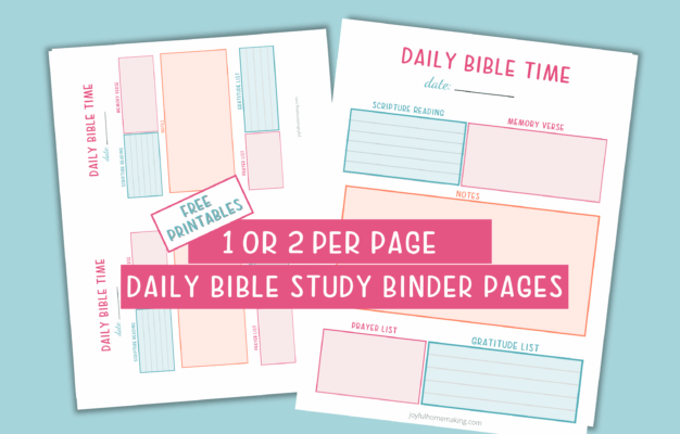 Printable Daily Bible Study Binder Page Joyful Homemaking