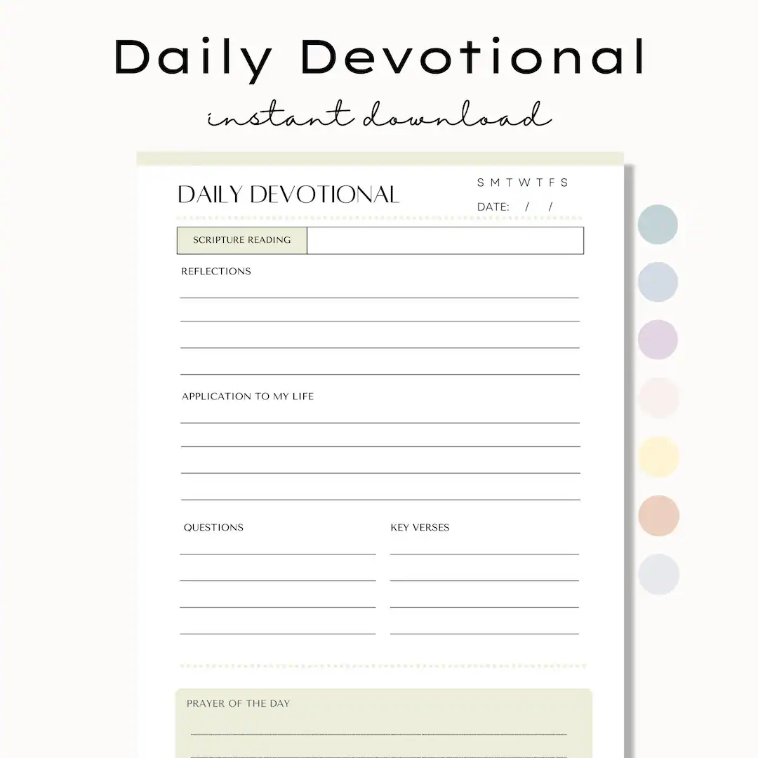 printable daily devotional bible study template faith journal prayer journal daily bible study daily devotional notes bible mapping etsy