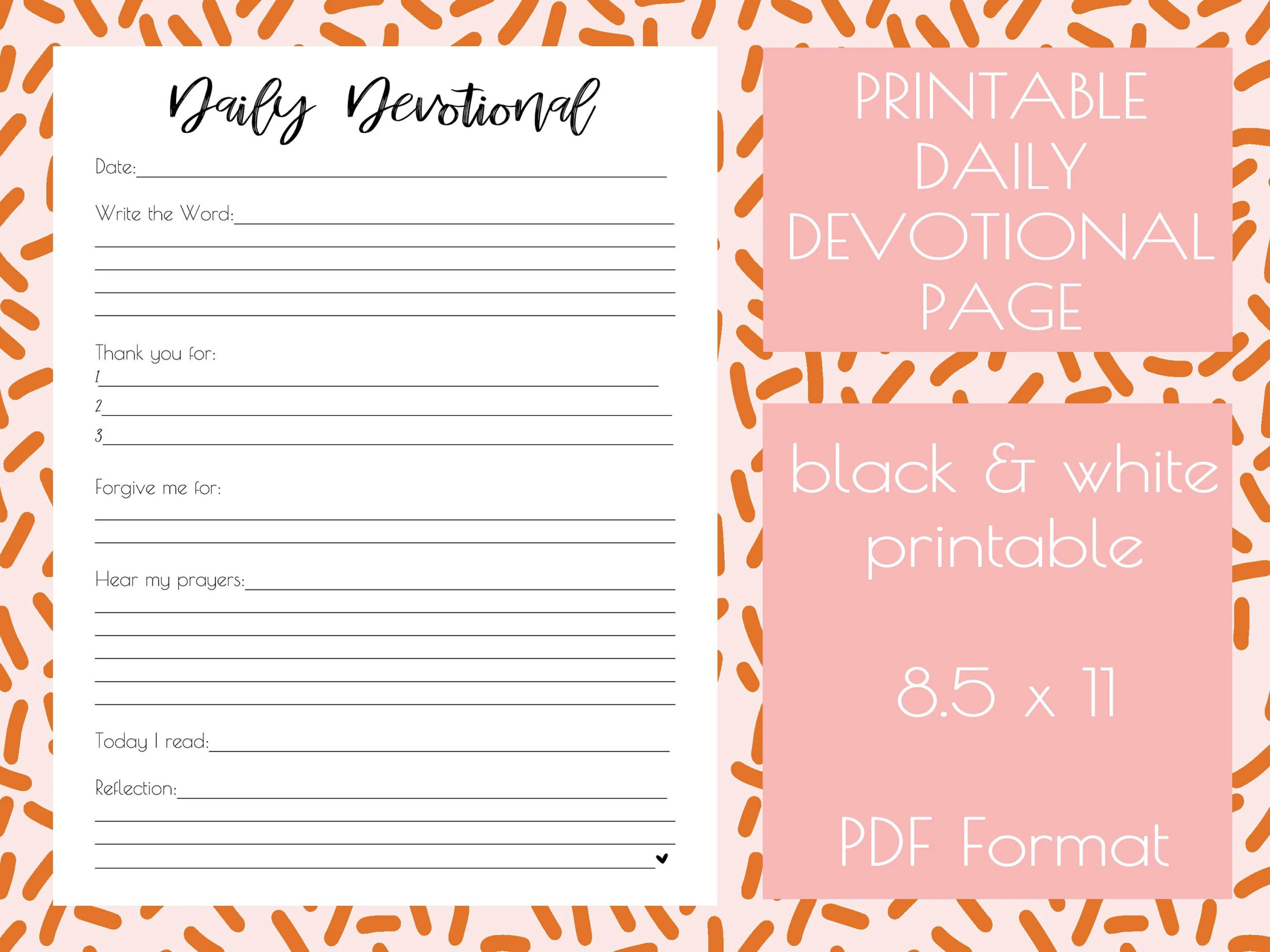 Printable Daily Devotional Page Printable Daily Prayer Journal Page Bible Study Page Quiet Time Faith Journal Page
