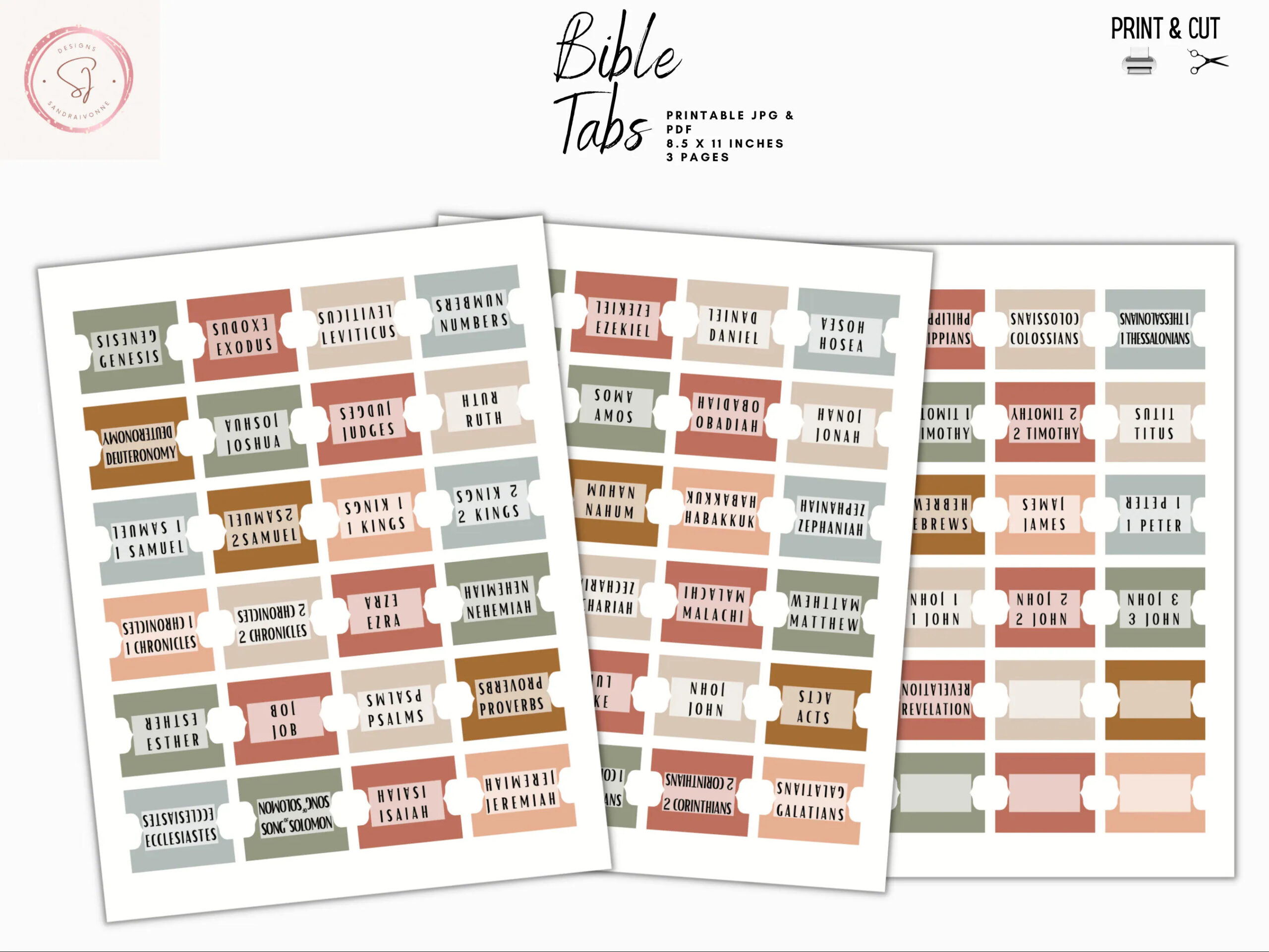 Printable Double Sided Bible Tabs Bible Tab Printable Printable Bible Sticker Bible Accessory Print And Cut Bible Tabs Printable Bible