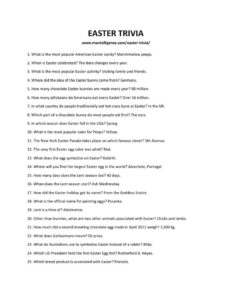 Printable Easter Bible Trivia