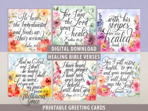 Printable Healing Bible Verse Note Cards 6 Printable Scripture Note Cards Health Bible Quotes Bible Verses For The Sick Digital Download Etsy