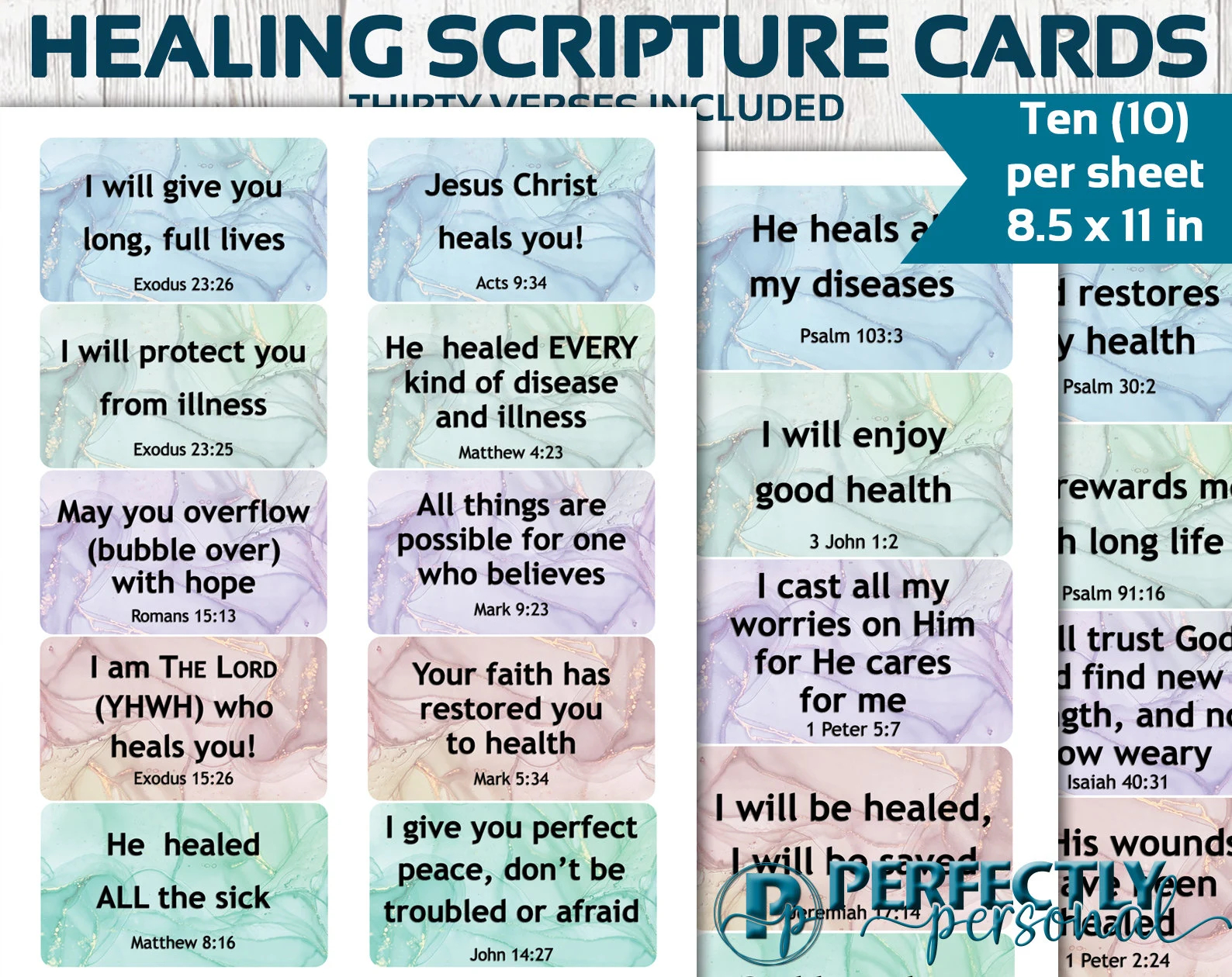 PRINTABLE Healing Scripture Verse Cards Healing Bible Verse Promises Instant Download Etsy