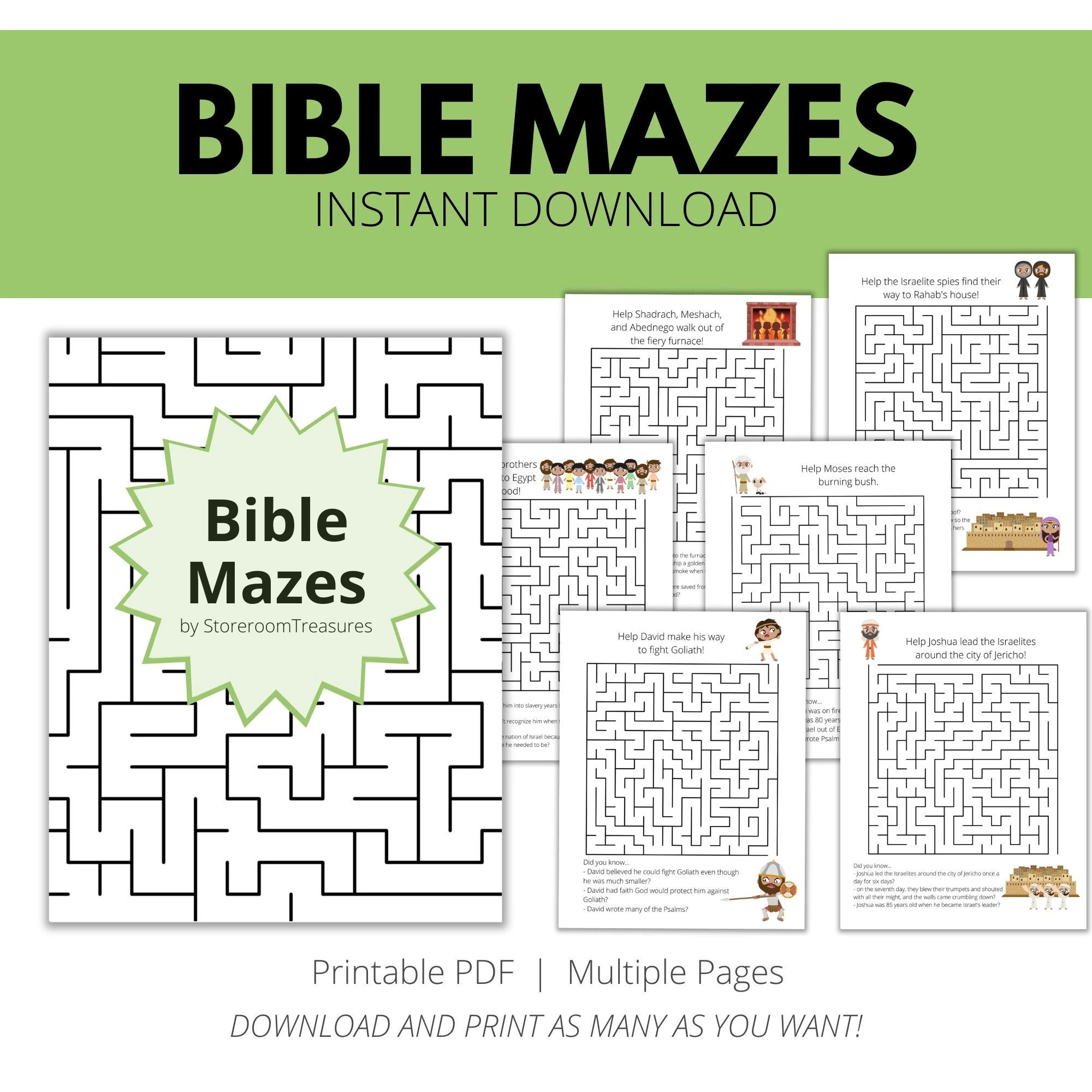 Printable Maze Bible Puzzle Book Old Testament Etsy